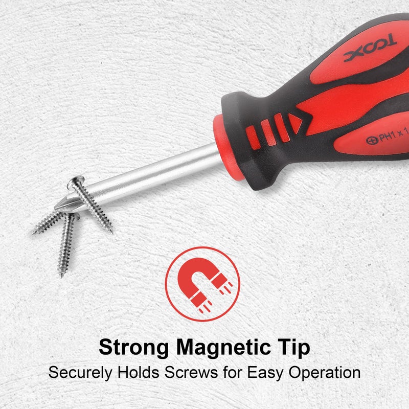 XOOL مجموعة مفكات مغناطيسية XOOL مكونة من 18 قطعة مع حقيبة، 7 رؤوس فيليبس و9 رؤوس مسطحة، مفك احترافي بمقبض مريح غير قابل للانزلاق للإصلاح وتحسين المنزل والحرف اليدوية - Image 5